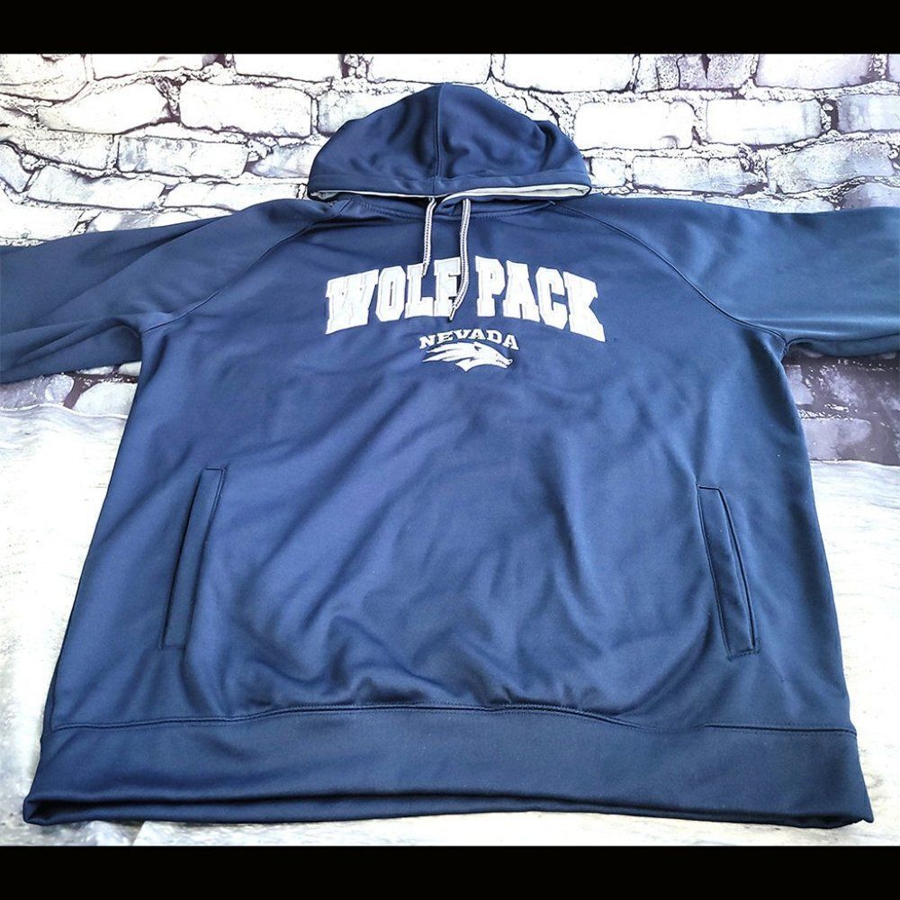 University of Nevada mens Wolf Pack blue gray hoodie